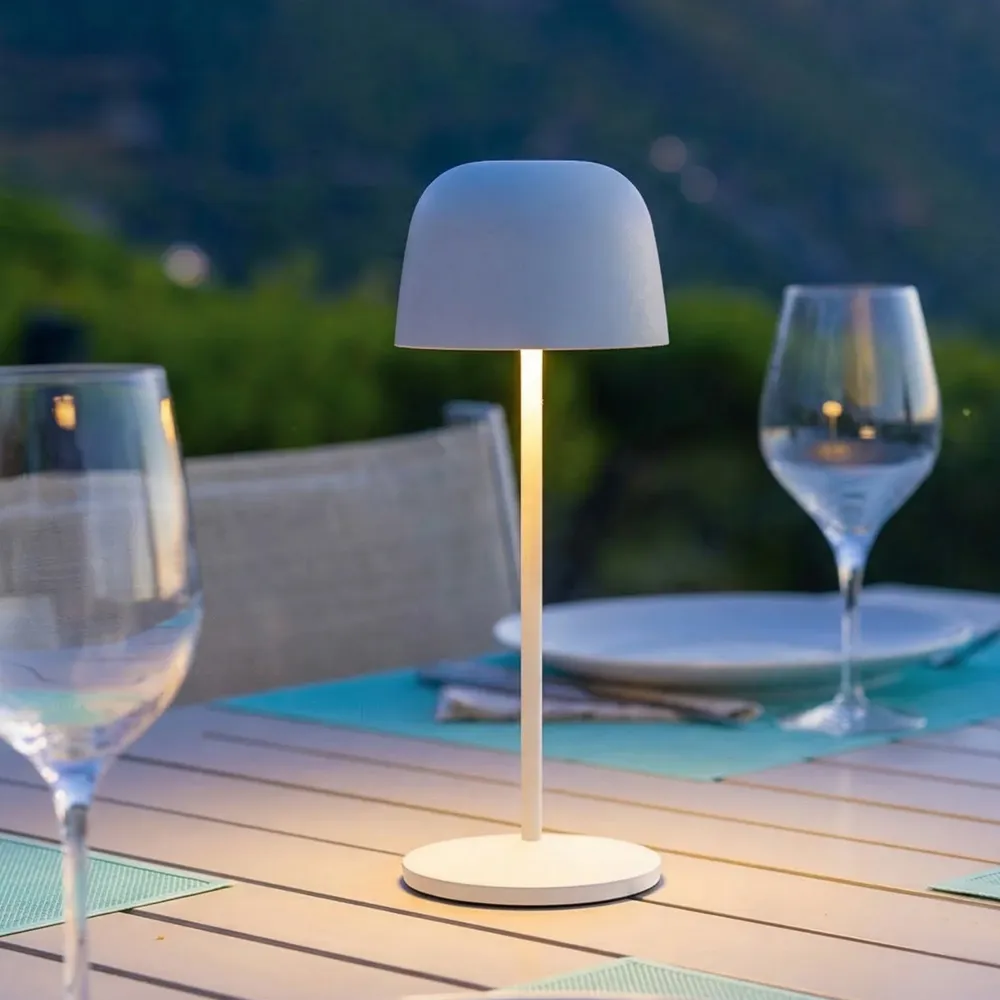 Lampe de table touch sans fil en aluminium blanc LED SOPHIA WHITE blanc dimmable H28cm Lumisky