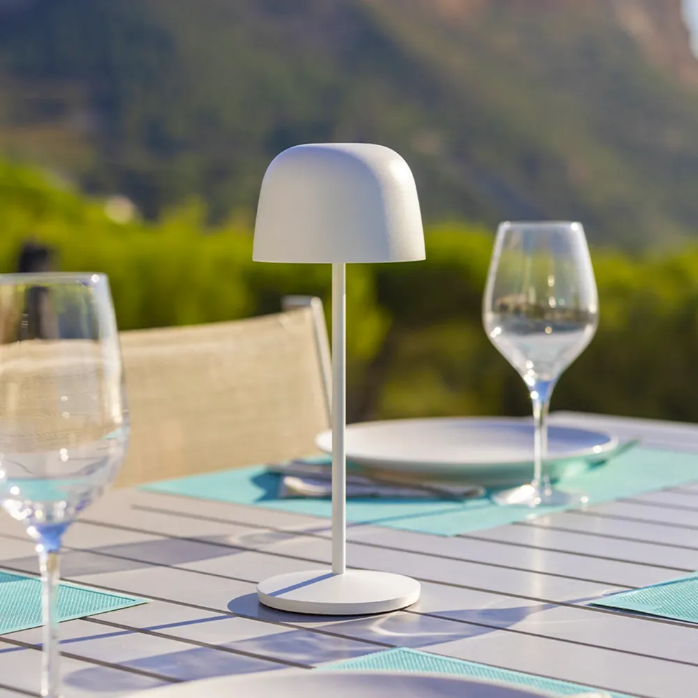 Lampe de table touch sans fil en aluminium blanc LED SOPHIA WHITE blanc dimmable H28cm Lumisky