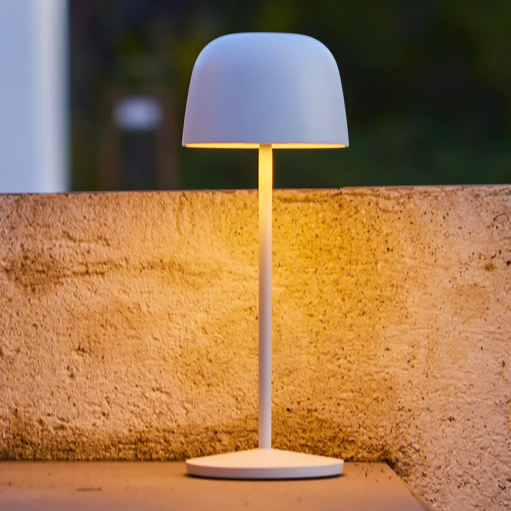 Lampe de table touch sans fil en aluminium blanc LED SOPHIA WHITE blanc dimmable H28cm Lumisky