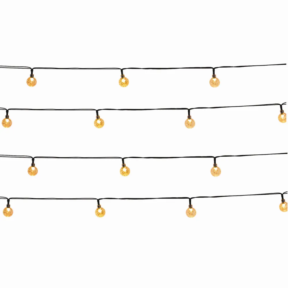 Lot de 2 guirlandes lumineuses solaires 20 globes scintillants LED blanc chaud FESTY WHITE 5.80m Lumisky
