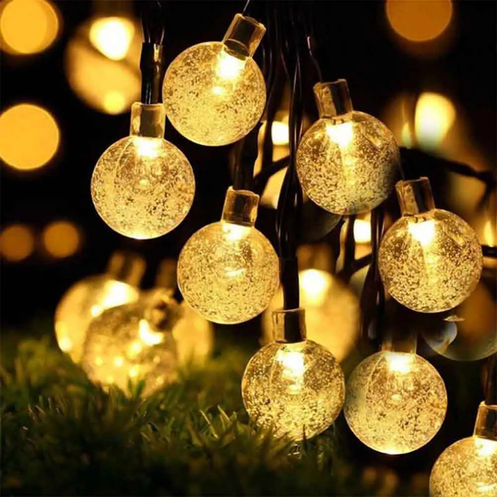 Lot de 2 guirlandes lumineuses solaires 20 globes scintillants LED blanc chaud FESTY WHITE 5.80m Lumisky