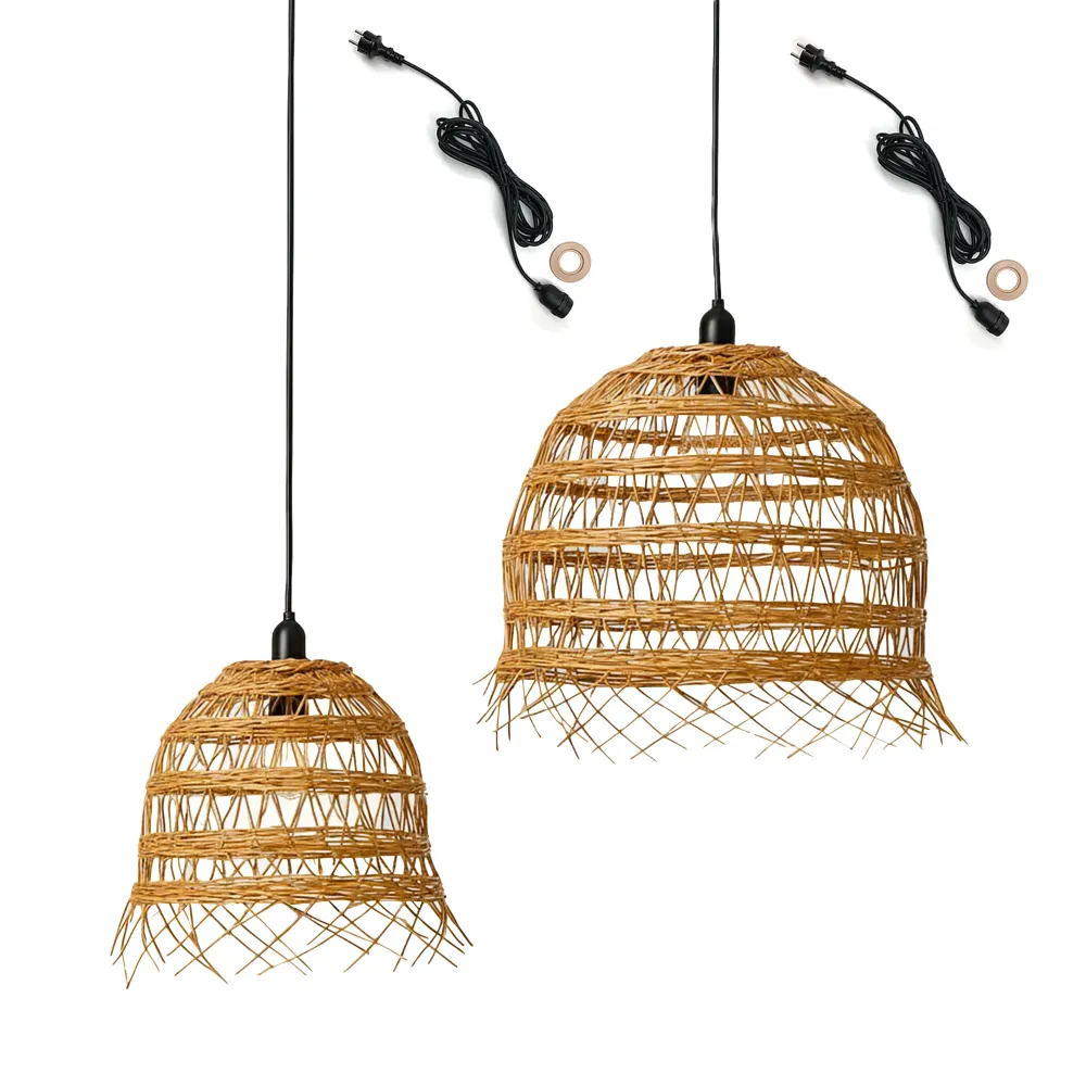 Lot de 2 suspensions sur secteur pour l'extérieur 2X HAWAII LONG OUTDOOR CABLE en poly rotin style bohème 5m de longueur d...