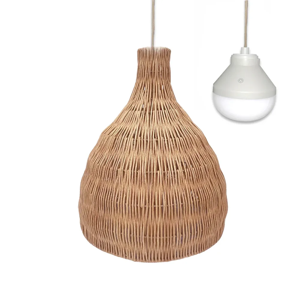 Suspension BELLA NOMAD en rotin naturel style bohème avec ampoule LED blanc/RGB nomade Lumisky