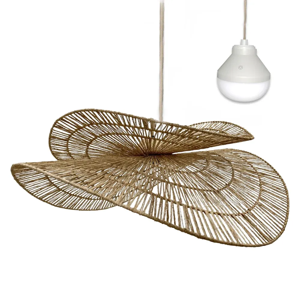 Suspension SOLARA NOMAD en jute naturel style bohème avec ampoule LED blanc/RGB nomade Lumisky