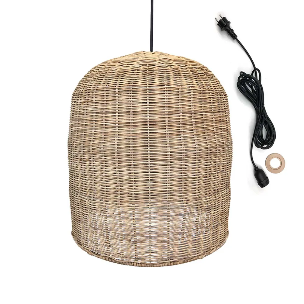 Suspension sur secteur pour l'extérieur GIACOMO OUTDOOR CABLE en rotin naturel style bohème 5m de longueur de câble Lumisky