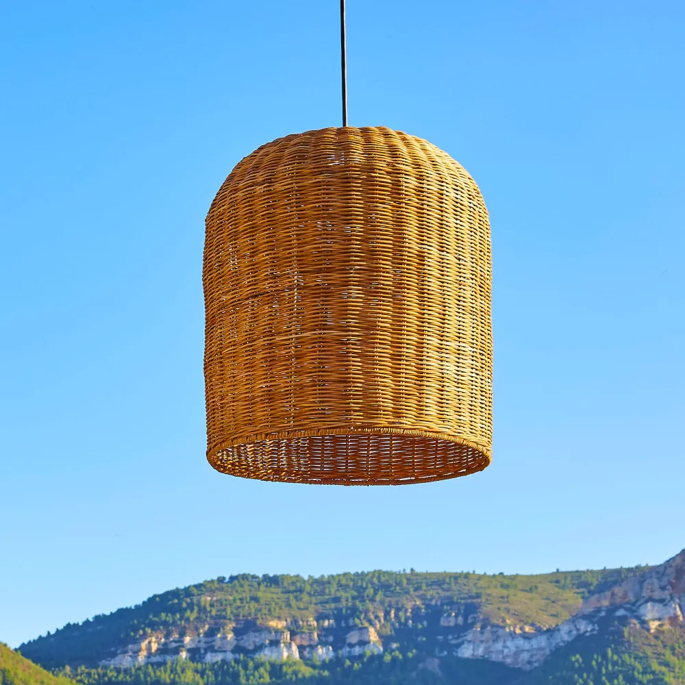 Suspension sur secteur pour l'extérieur GIACOMO OUTDOOR CABLE en rotin naturel style bohème 5m de longueur de câble Lumisky