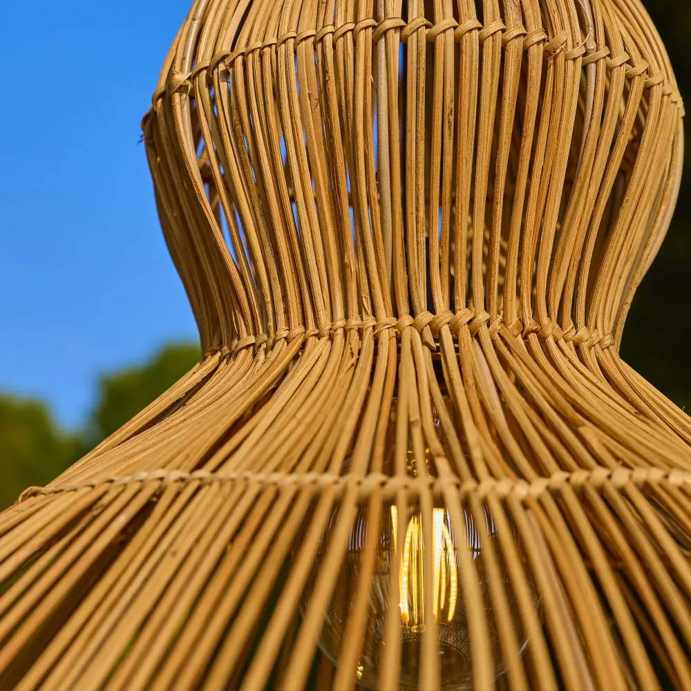 Suspension sur secteur pour l'extérieur RONDA OUTDOOR CABLE en rotin naturel style bohème 5m de longueur de câble Lumisky