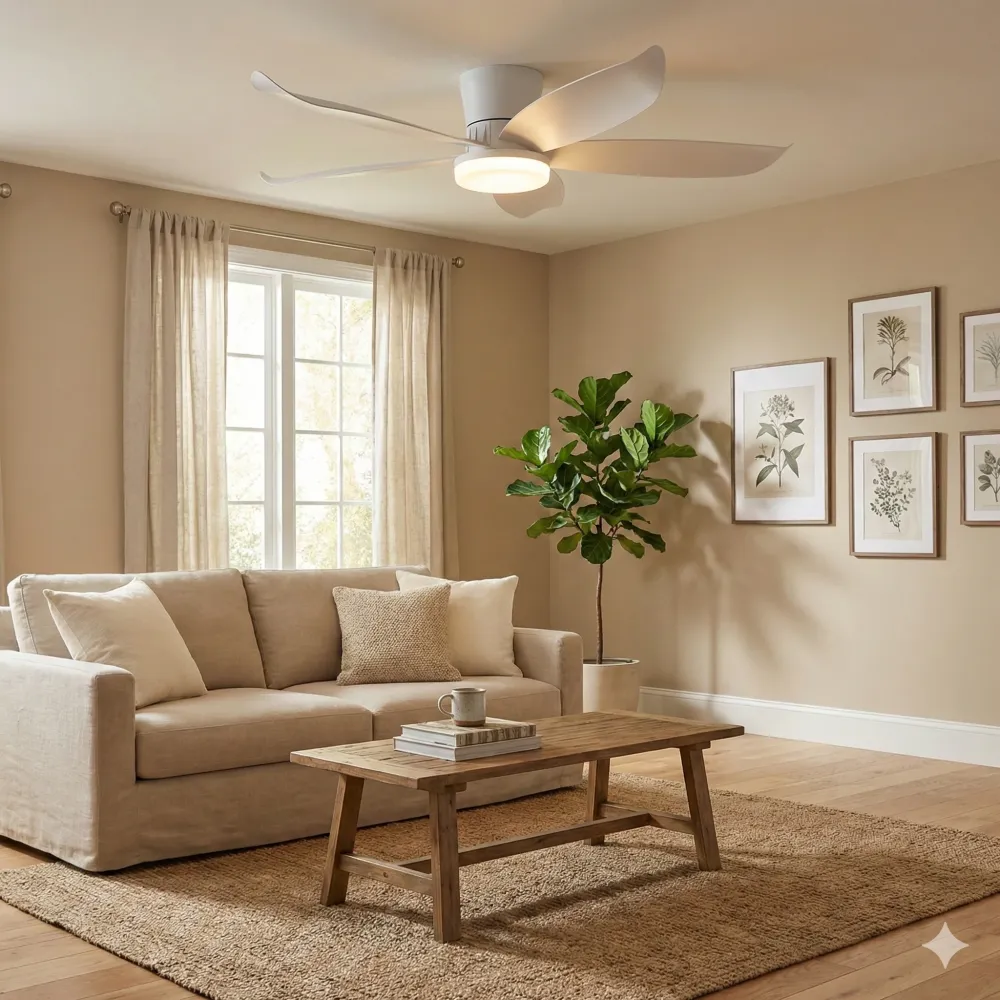 Ventilateur de Plafond CALYRO 107cm avec Éclairage LED 30W Puissant Grand Ventilateur Silencieux 55dB pour Salon Salle à M...