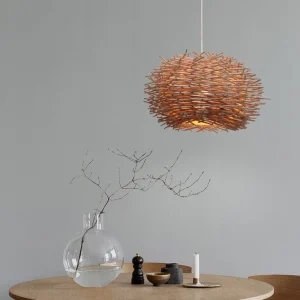 Lustre boule rotin