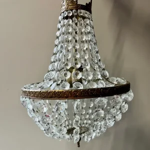 Lustre montgolfière à pampilles vintage