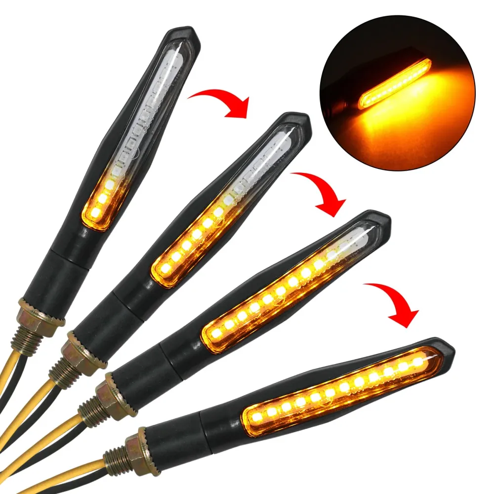 2x M10 LED à flux séquentiel clignotants de moto, lampe ambre générique