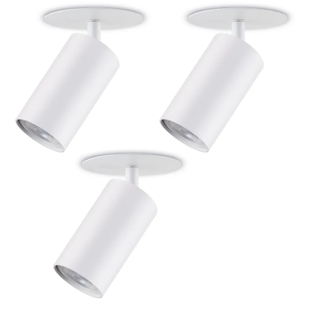 Maclean encastré / tube lumineux, spot, rond, aluminium, GU10, 55x130mm, blanc, MCE364 W 3pcs+ Ampoule LED GU10 7W Maclean...