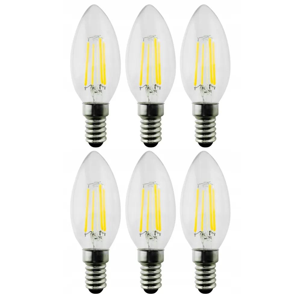 6x Maclean, Filament LED E14, 4W, 230V, WW blanc chaud 3000K, 400lm, Bougie décorative Retro edison C35, MCE285
