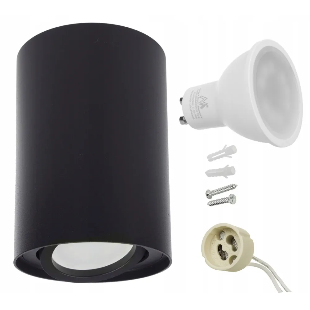 Maclean Round Plafond Noir MCE422 B + Ampoule LED GU10 5W 4000K