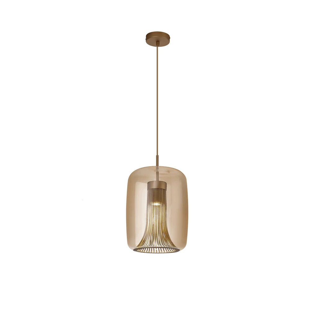 Mantra Kriss GU10 Pendant Ceiling Lamp Cylinder Gold/Bronze 8526