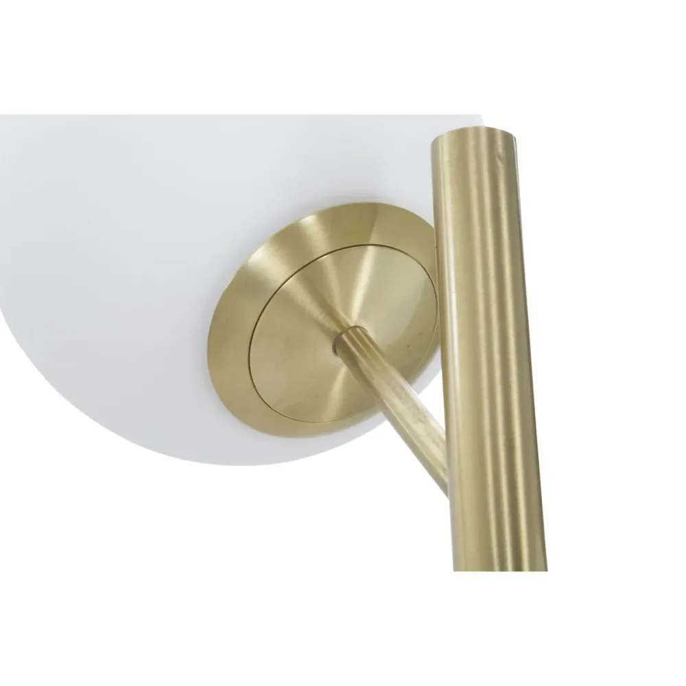 Lampadaire doré à 3 lumières avec sphères en verre blanc – Design élégant Mauro Ferretti