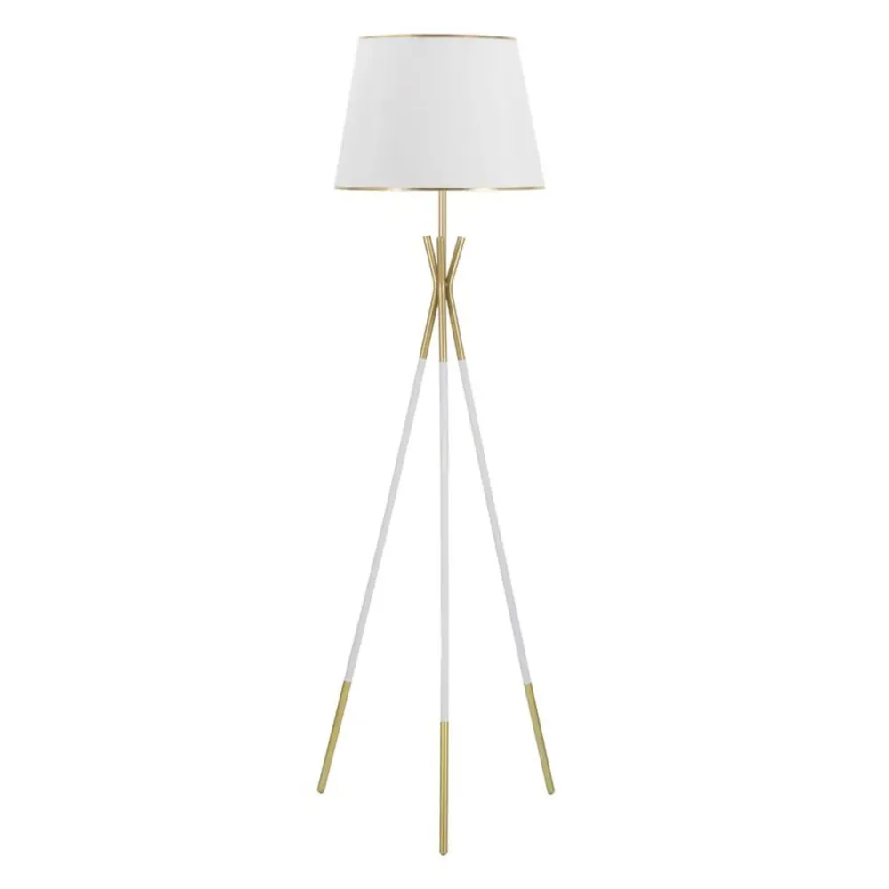 Lampadaire moderne blanc et or à tiges entrecroisées Mauro Ferretti