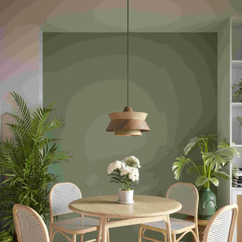 Suspension Maxlight Kioto 1L en bois naturel, diamètre 34 cm