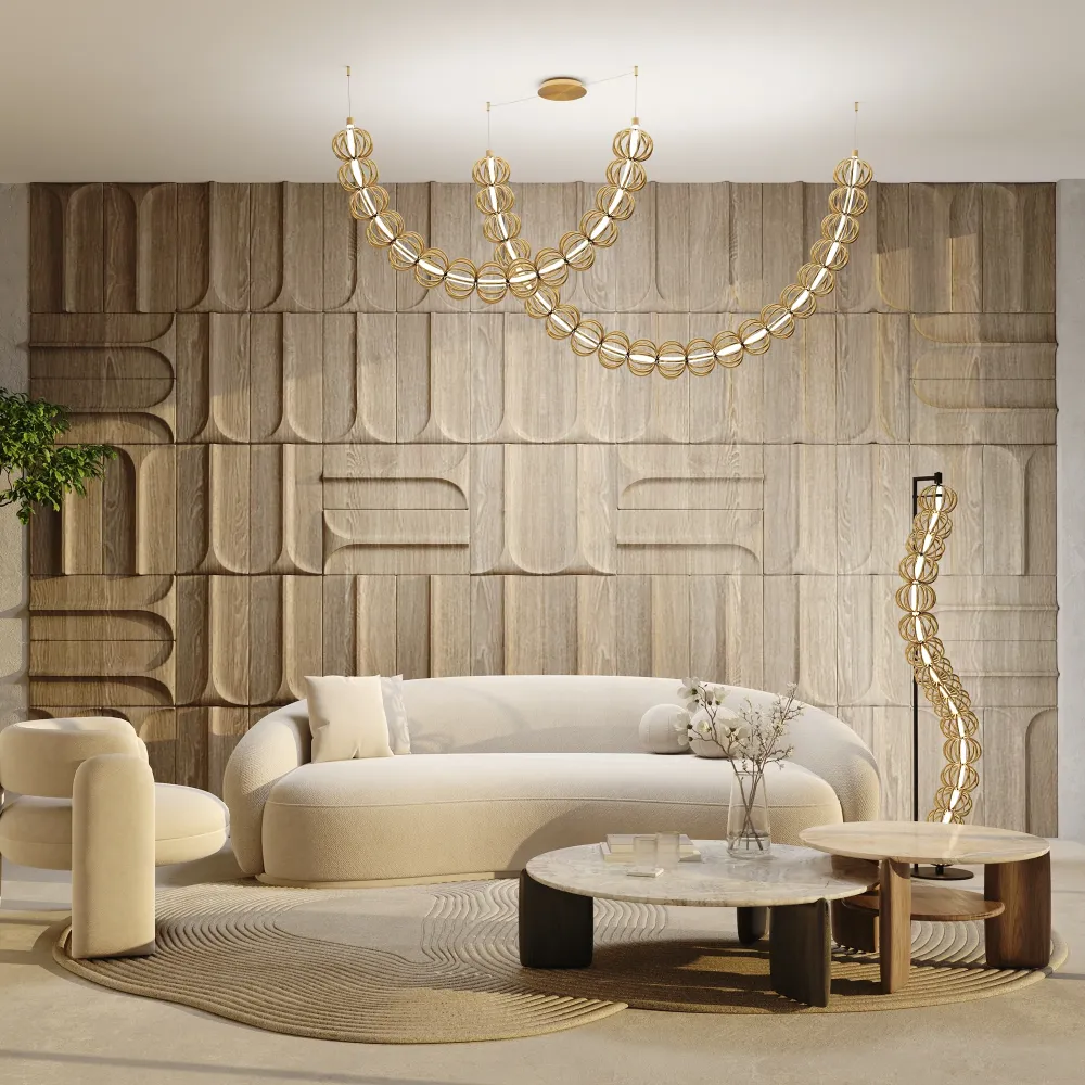 Suspension Maytoni Golden Cage 1L, LED dorée, hauteur 184 cm