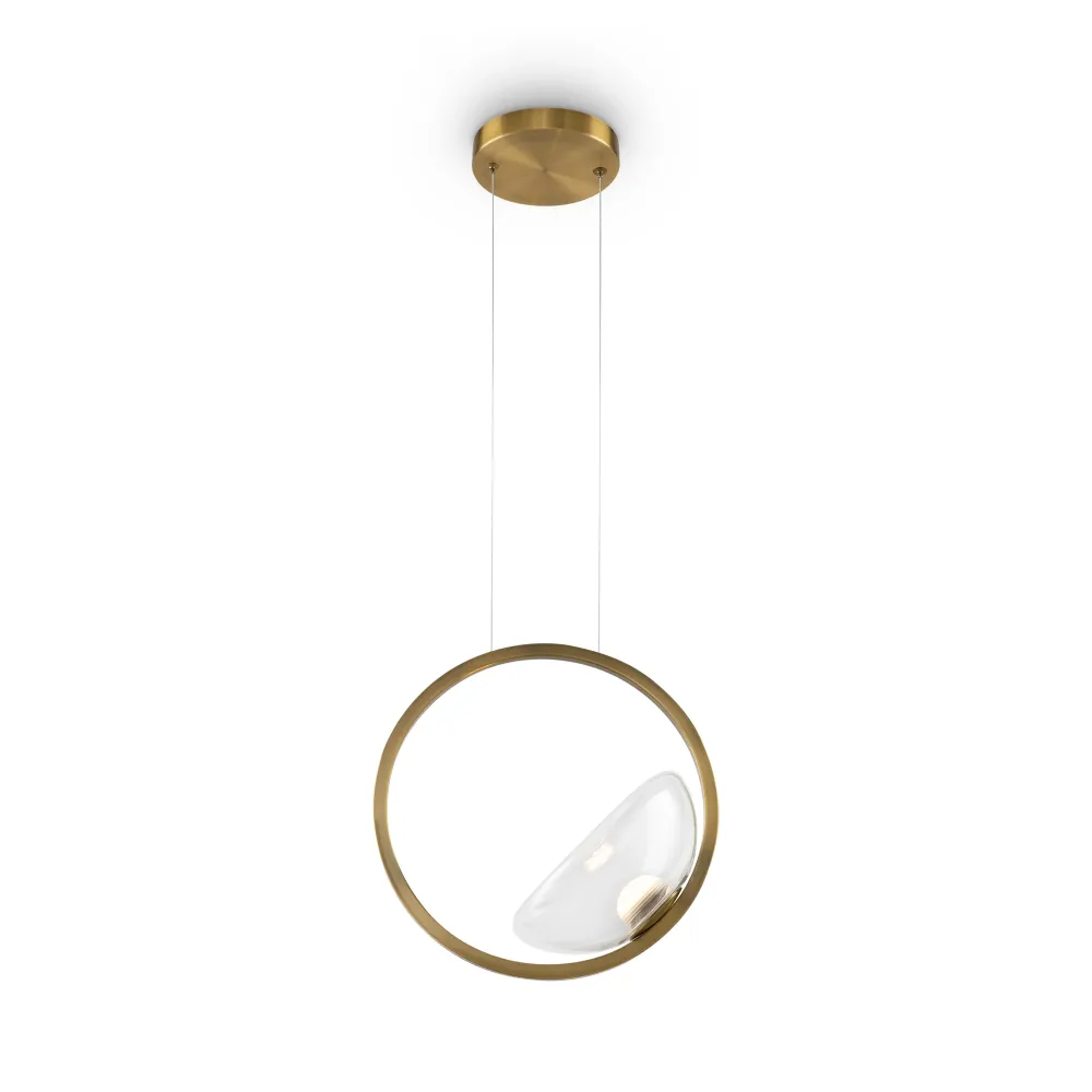 Suspension Maytoni Lunare 1L, laiton, LED D 32 cm