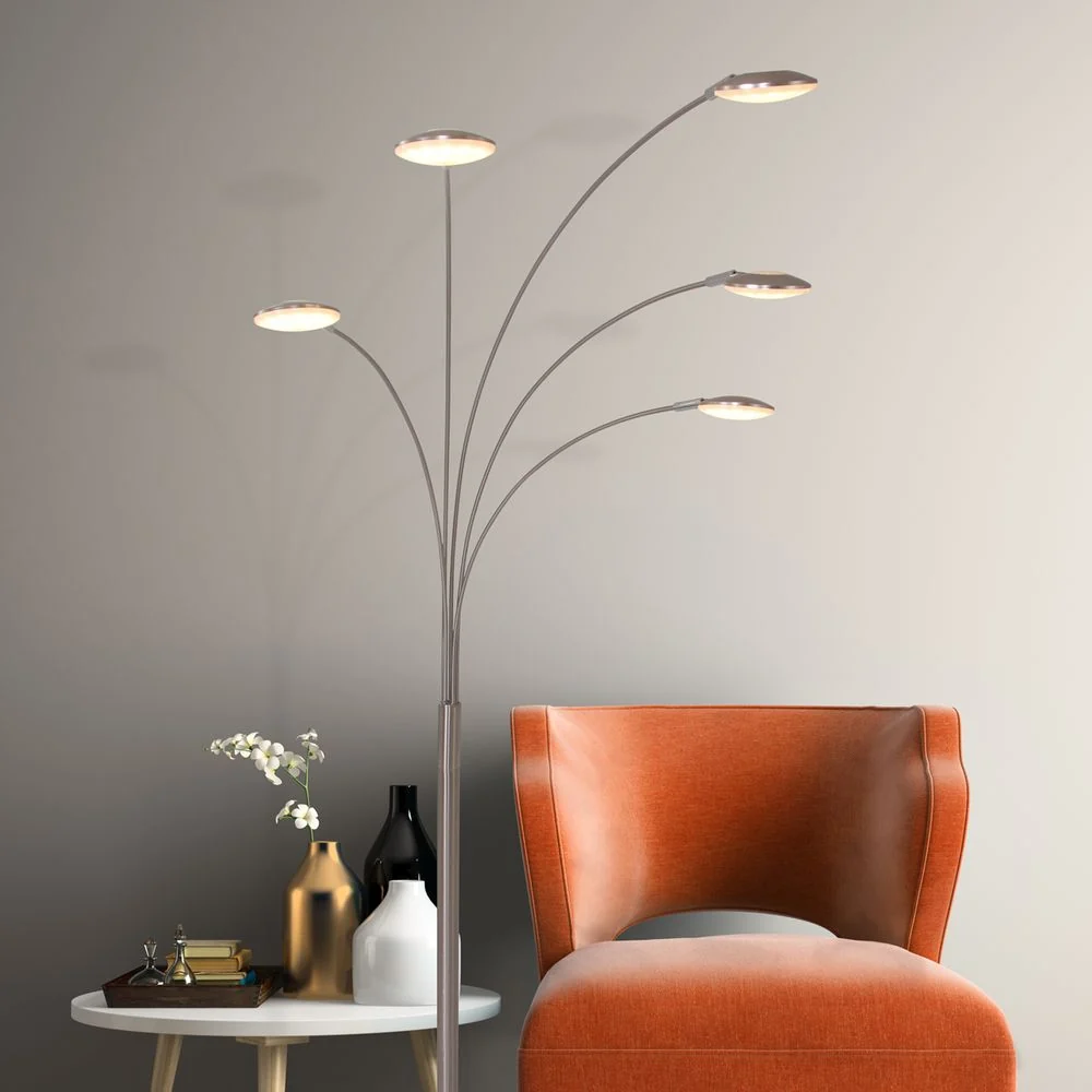 Lampadaire Mexlite Synna 5L en acier LED, H 189 cm