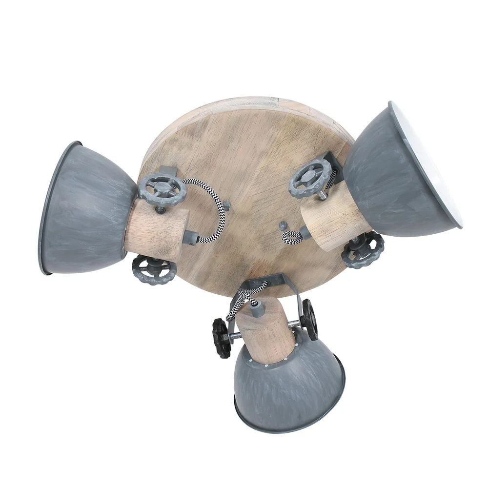 Spots de plafond Mexlite Gearwood 3L gris métal E27