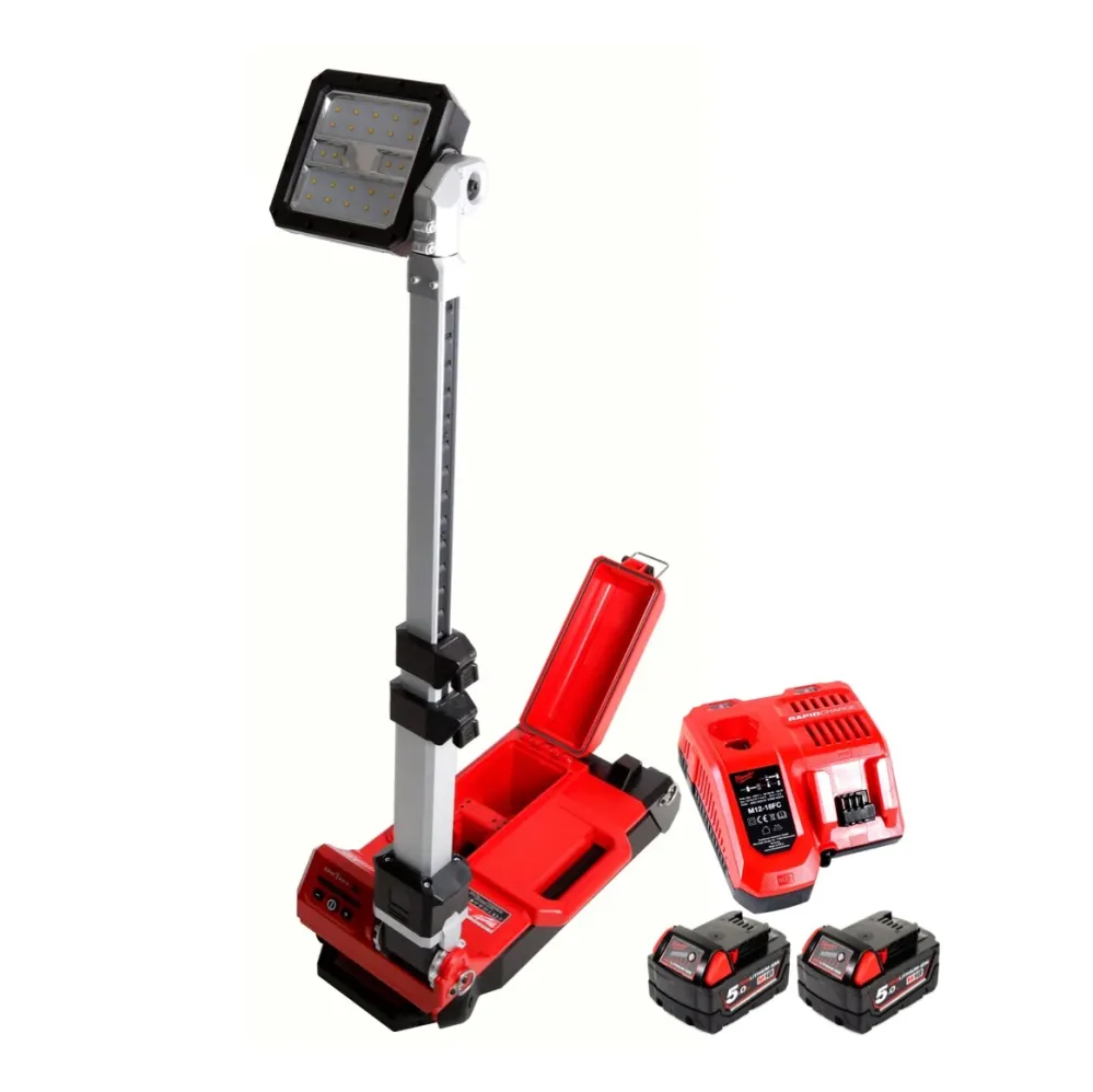 Milwaukee M18 ONERSAL-502C Projecteur de chantier LED ONE-KEY sans fil 18 V Li-Ion + 2x Batteries 5,0 Ah + 1x Chargeur
