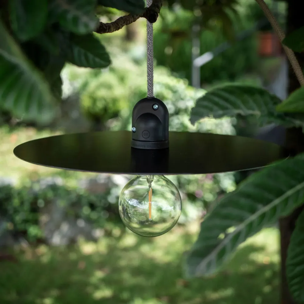 Modulair Lampe d’extérieur pour abat-jour avec 5 m de câble textile, décentreur, pavillon et douille IP65 - Gris glace
