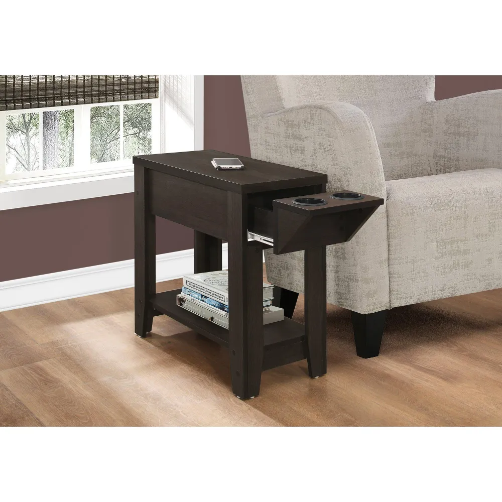 I 3197 Table D'appoint, Côté, Bout, Rangement, Lampe, Salon, Chambre À Coucher, Stratifié, Brun, Transitionnel Monarch Spe...