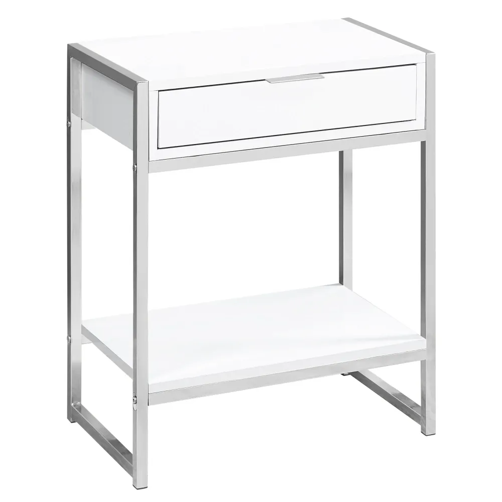 I 3480 Table D'appoint, Côté, Bout, Table De Nuit, Lampe, Tiroir De Rangement, Salon, Chambre À Coucher, Métal, Stratifié,...