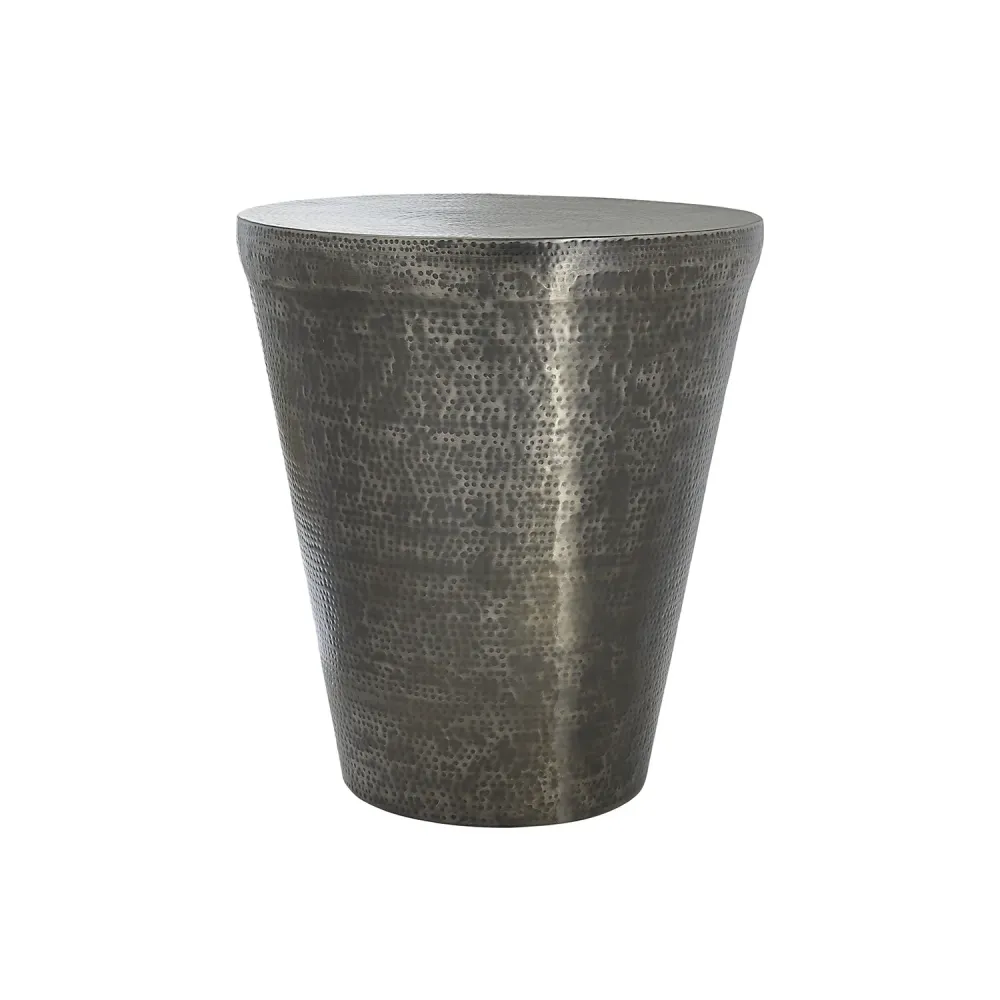 I 3924 - Table D'appoint, Tambour, Côté, Bout, Table De Nuit, Lampe, Salon, Chambre À Coucher, Métal Gris, Contemporain, M...