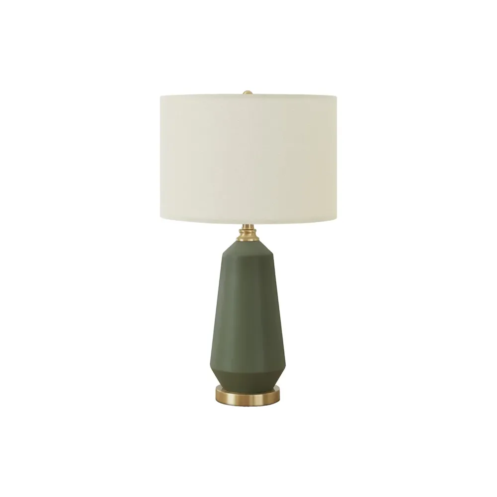 I 9624 - Luminaire, 26"H, Lampe De Table, Céramique Verte, Abat-jour Ivoire / Crème, Contemporain Monarch Specialties
