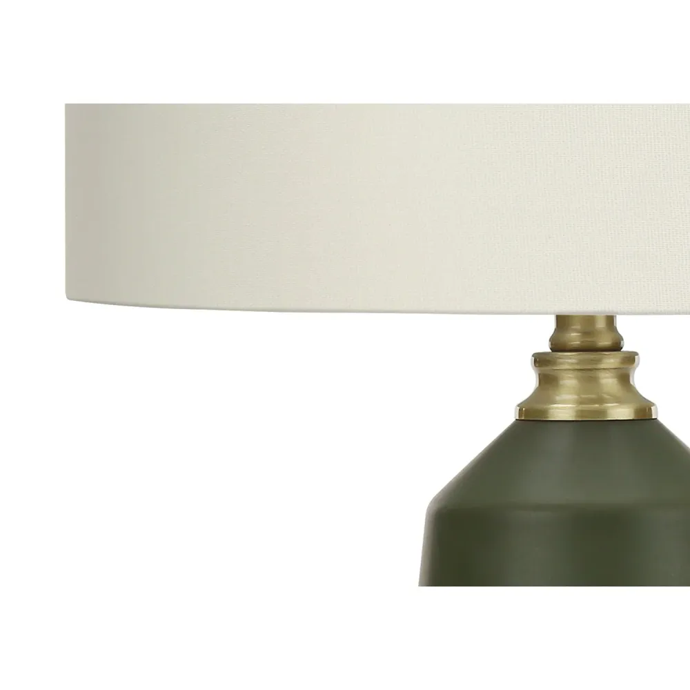 I 9624 - Luminaire, 26"H, Lampe De Table, Céramique Verte, Abat-jour Ivoire / Crème, Contemporain Monarch Specialties