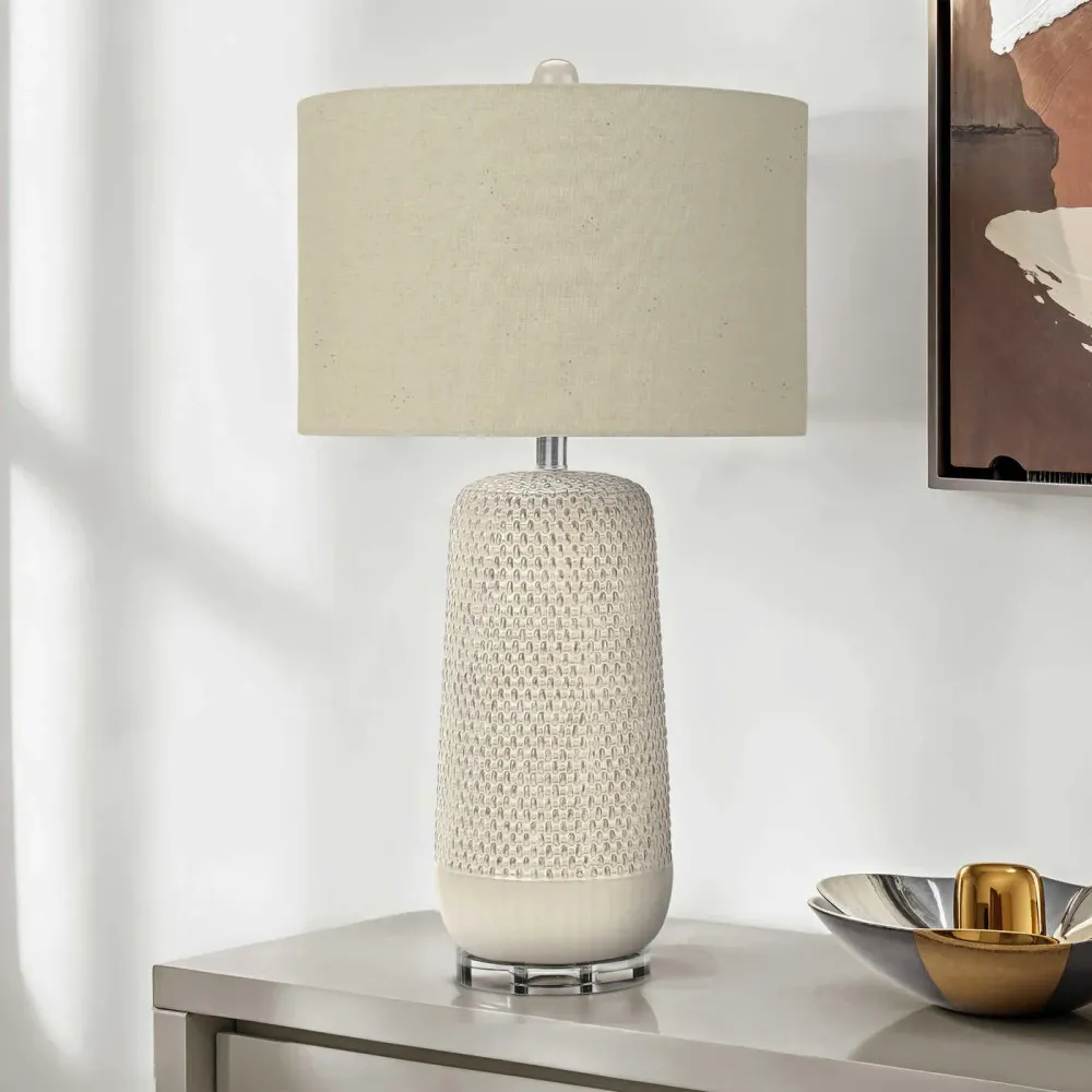 Lampe de Table - 31"H / Crème Céramique / Beige Monarch Specialties
