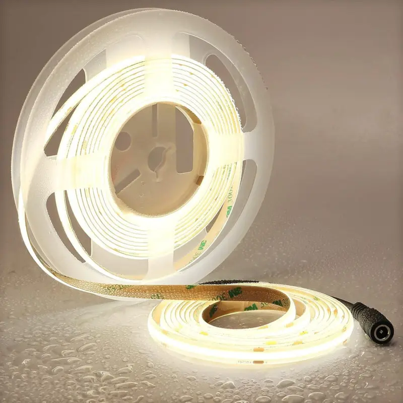 10 mètres | COB | Strip LED | Blanc clair | 8 mm | Dimmable | 24v Connecteur féminin IP67