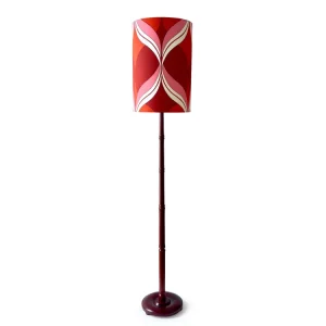 Lampadaire en bois de 1,95 m (6'4"), avec abat-jour fait main (tissu vintage) N/A