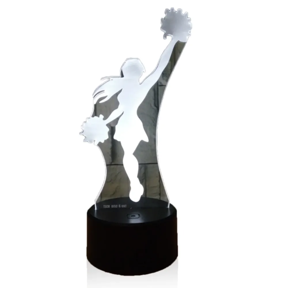 TD® Nouvelle Pom-Pom Girl 3D Veilleuse Télécommande Tactile Coloré 3D Lumière Cadeau 3D Petite Lampe De Table