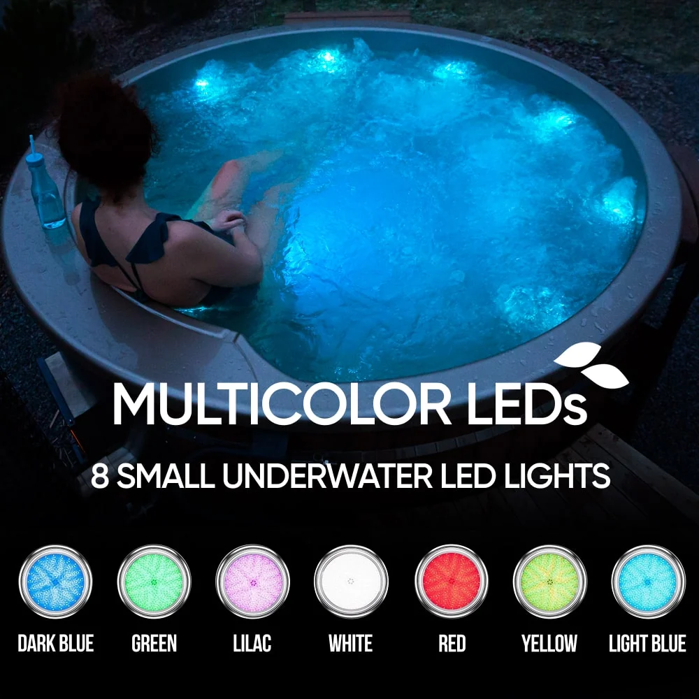 Offre spéciale bain nordique | Poêle intégré | Filtre à sable avec lampe UV-C | 16 jets hydromassants | Pour 4–6 personnes