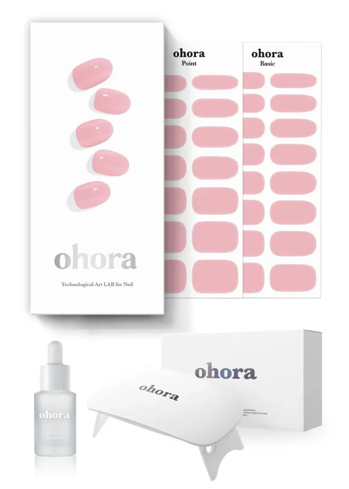 ohora Bandes Gel Semi-Cures – Kit Crème Rose avec Lampe Incluse