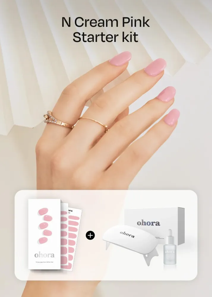 ohora Bandes Gel Semi-Cures – Kit Crème Rose avec Lampe Incluse