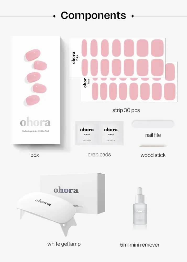 ohora Bandes Gel Semi-Cures – Kit Crème Rose avec Lampe Incluse