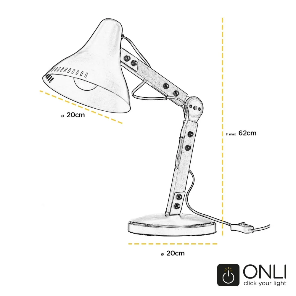 Lampes de table à bras articulé Onli Lighting Architetto Industrial 1L E27 H 62cm