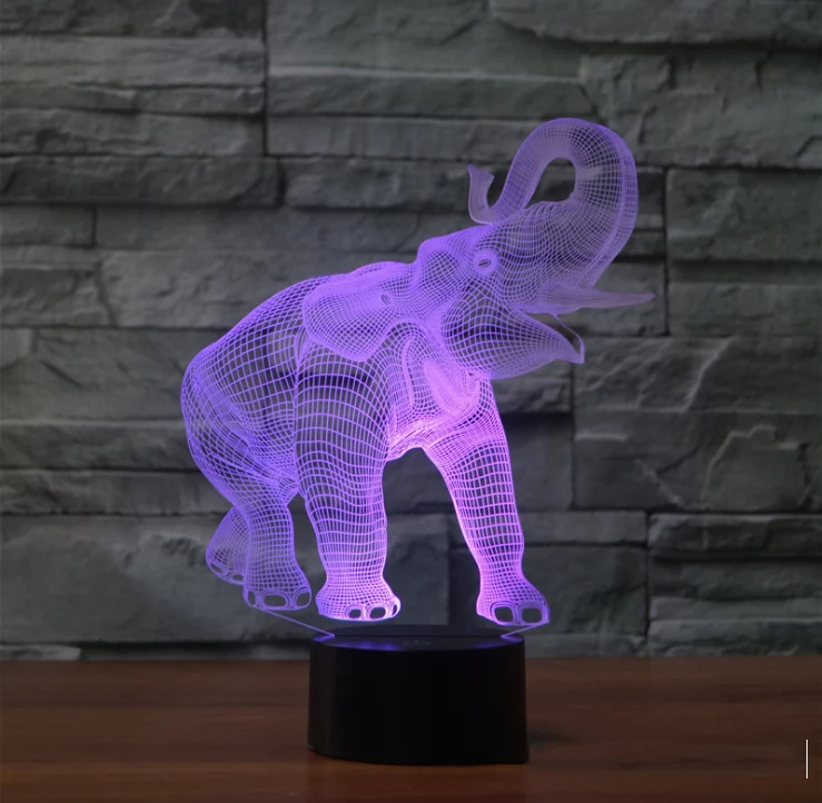 TD® 3D Optique LED Veilleuse 3D LED Night Light Dance Elephant avec 7 couleurs de lumière pour la décoration de la maison...