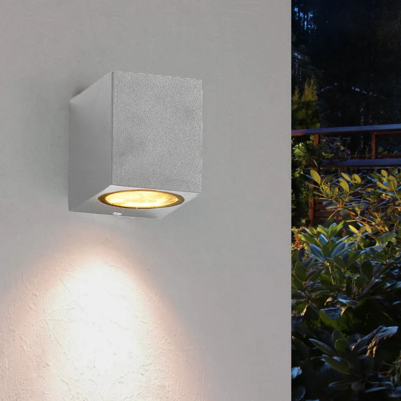 Applique Murale Argent LED Rectangulaire IP44 pour Ampoule GU10 Optonica