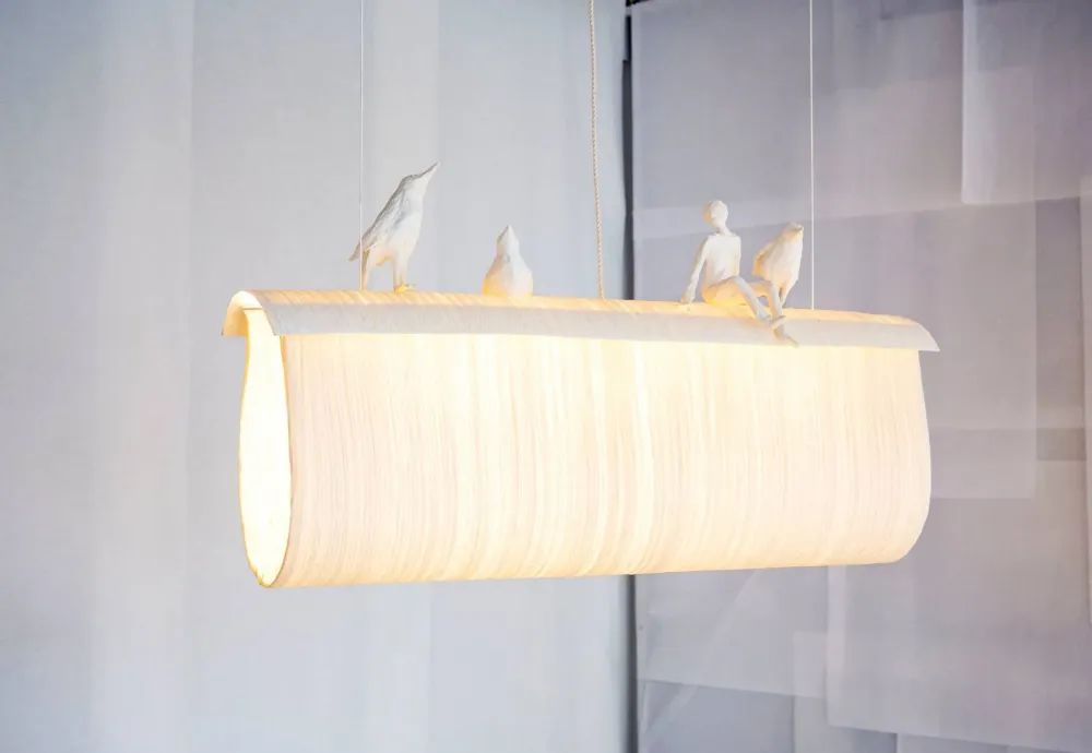 Suspension sculptural light "Point d'équilibre" 1m10 papier a etre