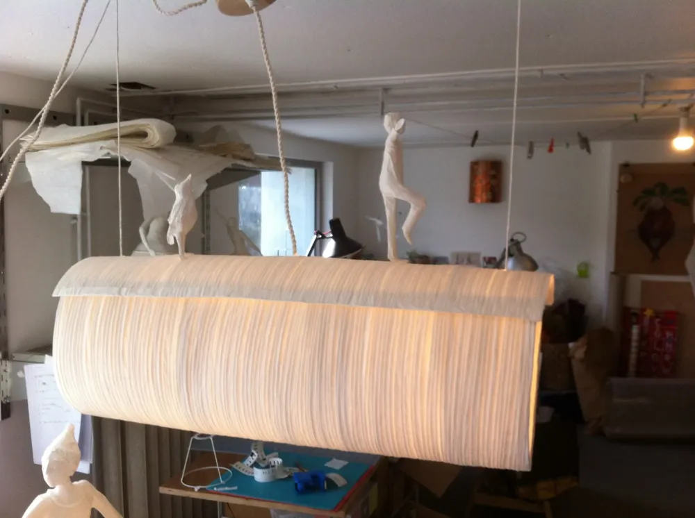 Suspension sculptural light "Point d'équilibre" 1m10 papier a etre