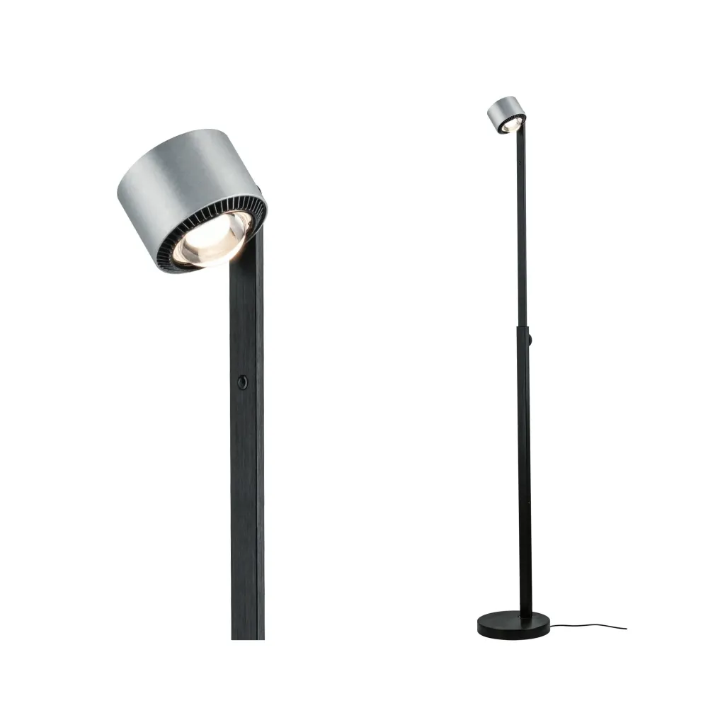Lampadaire LED Aldan 17W noir et alu brossé - éclairage tableau Paulmann