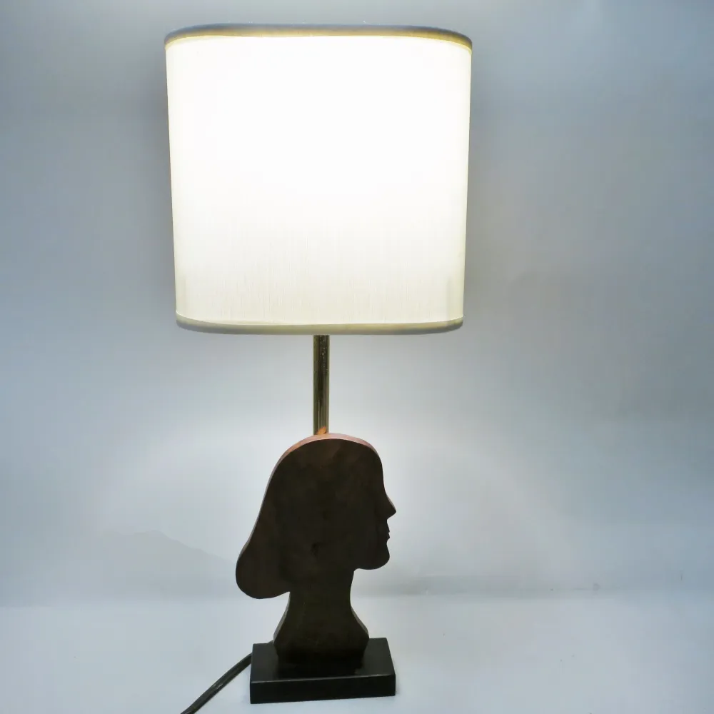 Petite lampe sculpture silhouette de tete de femme