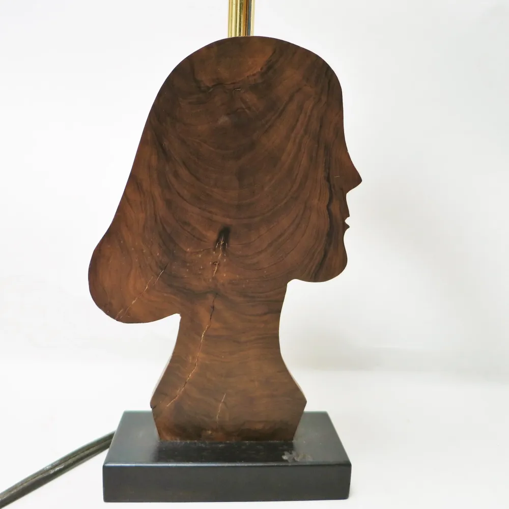 Petite lampe sculpture silhouette de tete de femme