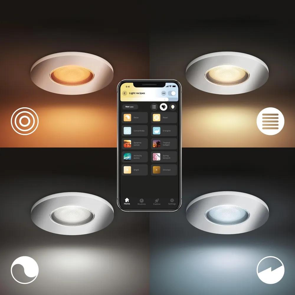 Philips Hue Empotrable Adore cromo White Ambiance 4,2W IP44 400lm 8720169317956